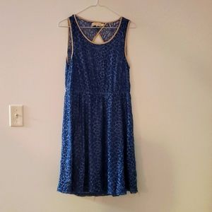 Blue mini backless dress